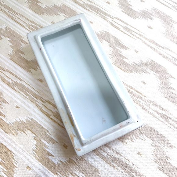 Vintage Large Rectangle Chinioserie Trinket Jewelry Box Hand Painted Pink Green - Picture 7 of 9